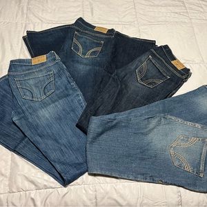 Lot of 4 pairs of Hollister jeans - used - low rise